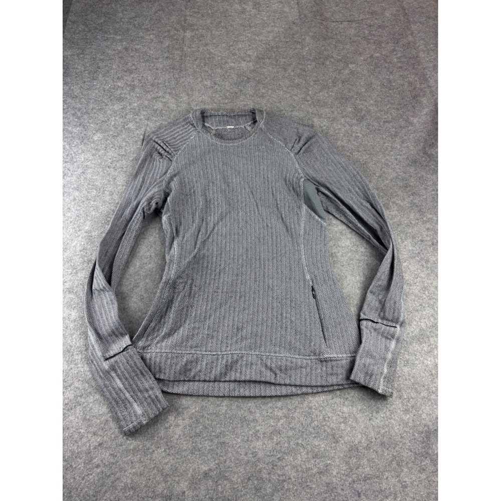 Lululemon Grey Herringbone Long Sleeve Active Top Thumbholes Size 4